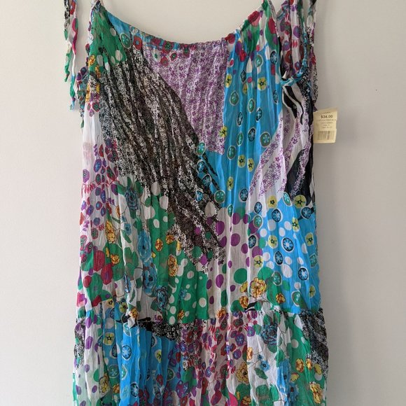AKIRA Chiffon Print Block Multi-Color Dress/Top - Picture 1 of 5